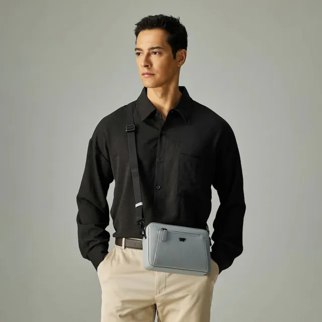 【BRAUN BUFFEL 德國小金牛】維克多-E 斜背包-多色任選(BF570-61-BK/CGY/DB) 男包送禮推薦