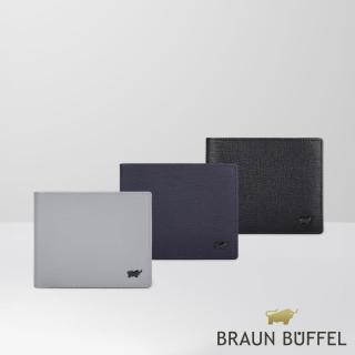 【BRAUN BUFFEL 德國小金牛】維克多-E 5卡透明窗皮夾-多色任選(BF570-316-BK/CGY/DB) 錢包送禮推薦