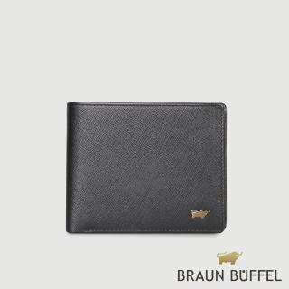【BRAUN BUFFEL 德國小金牛】至尊 5卡透明窗皮夾-黑色(BF536-TW316-BK) 錢包送禮推薦
