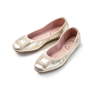 【FAIR LADY】我的旅行日記 輕奢方釦水鑽平底娃娃鞋(金箔/503000 女鞋)