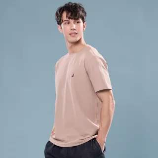 【NAUTICA】官方旗艦 男裝 吸濕排汗休閒短袖T恤(粉灰色)