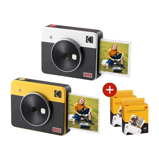 【Kodak 柯達】Mini Shot 3 Retro方形拍立得相機C300R口袋相印機+相片紙60張(東城代理商公司貨)