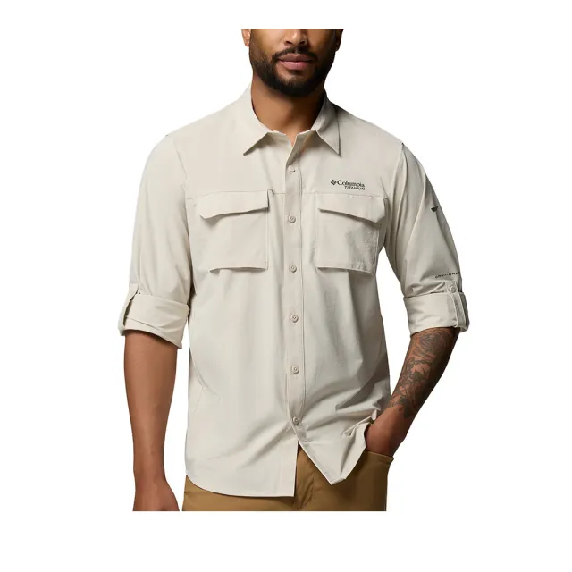 【Columbia 哥倫比亞】男款-防曬UPF50快排長袖襯衫-Silver Ridge™ Elite LS Woven-淺卡其(UAE57210HI/KS)