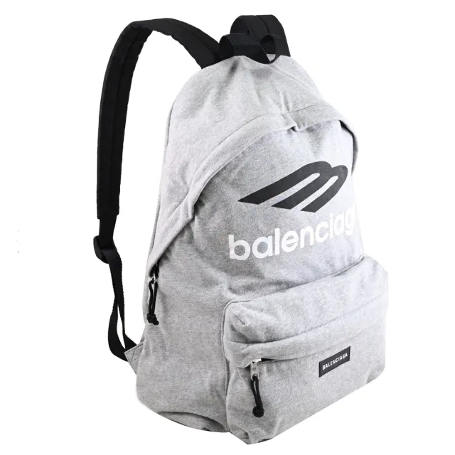【Balenciaga 巴黎世家】Explorer 3B Stencil 簡約LOGO棉質混紡旅用包後背包(灰)