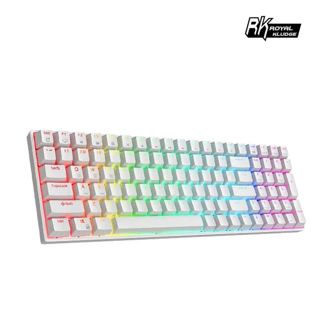 【RK ROYAL KLUDGE】RK100 白色RGB 三模無線機械鍵盤(熱插拔/HUB/紅軸/中文/辦公鍵盤/遊戲鍵盤)