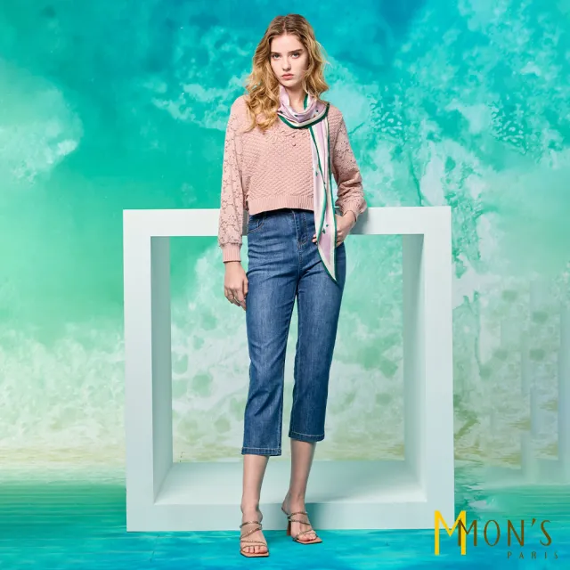 【MON’S】精品蕾絲造型針織上衣(直)