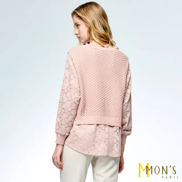 【MON’S】精品蕾絲造型針織上衣(直)