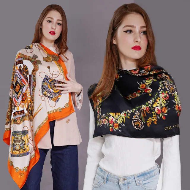 【闕蘭絹】印花100%蠶絲方巾