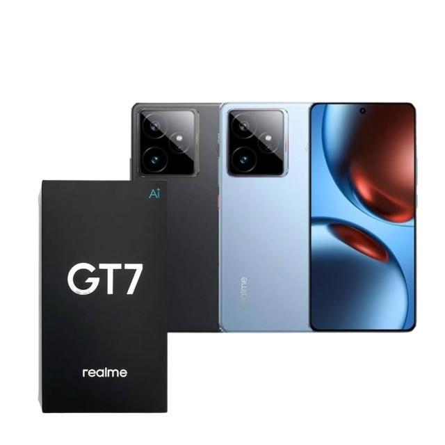 realme真我 GT 7 realme GT 7 搭載天璣9400e處理器,12GB RAM與512GB ROM,支援5G與4G LTE。7000mAh泰坦電池搭配120W超級閃充,續航力強。50MP三鏡頭與32MP前鏡頭,解析度達2780x1264 pixels。螢幕為AMOLED,支援IP69防水防塵,並內建NFC功能。機身尺寸為162.42 x 76.13 x 8.30 mm,重量206g。提供冰鋒藍與淩冽黑兩種顏色選擇。