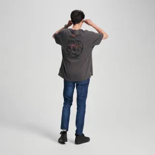 【EDWIN】男裝 噴漆骷顱頭寬版短袖T恤(暗灰色)