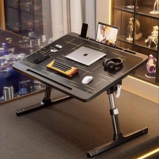 JinJiu津久 床上折疊桌 升級款60*35CM多功能電腦桌家用 宿舍床上摺疊小桌子（帶卡槽檔條抽屜）