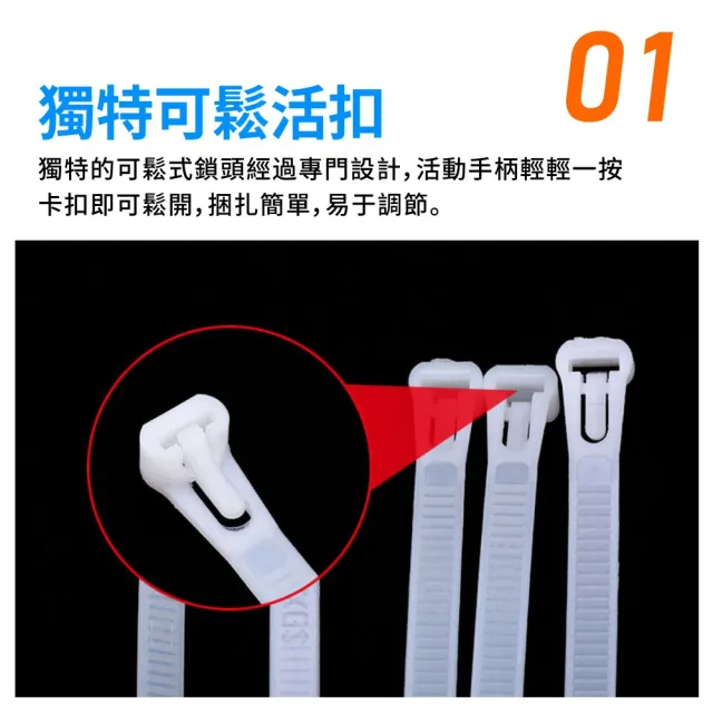 【kurumapop】活動束線帶(100入) 尼龍束帶 可退式束帶 整線器 電線收納 紮線帶 束帶卡扣