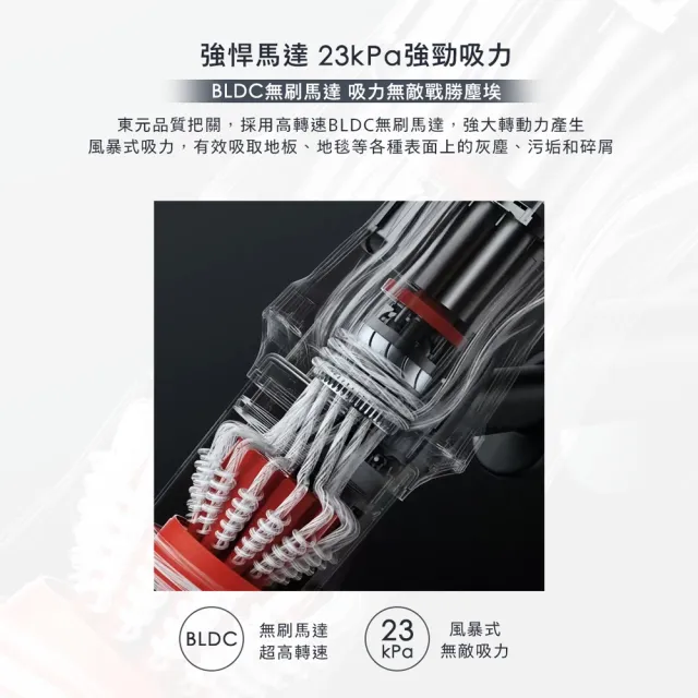 【TECO 東元】大全配綠光顯塵無線吸塵器XJ2501CB(23Kpa/九錐氣旋/HEPA過濾/絨毛電動滾刷/momo獨家)15031669