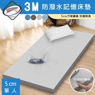 【Sleep Peacefully 寢室安居】台灣製 3M防潑水抗菌防蹣 5cm記憶摺疊床墊-單人3尺(學生宿舍 贈專用收納袋)