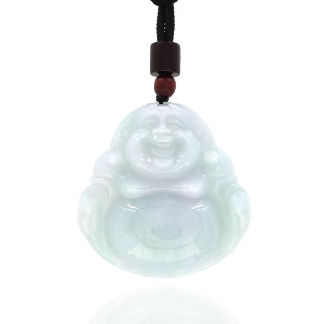 【喜緣玉品】天然A貨翡翠 納福招財 彌勒佛 玉珮(直)
