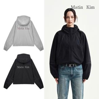 【MATIN KIM】官方旗艦 短版LOGO連帽風衣外套(多款任選)