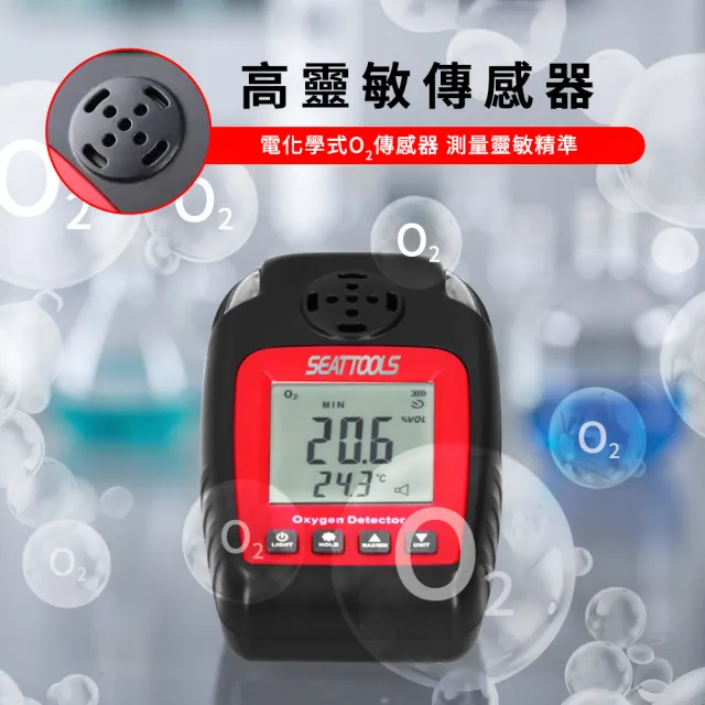氧氣偵測器 氣體濃度測試 氣體檢測儀 O2濃度計 B-OD8821(氧氣濃度 O2濃度偵測器 空氣監測)