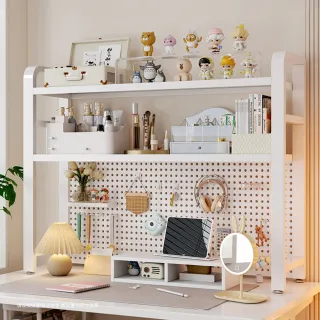 【靚白家居】設計師電腦桌 120公分 大書架款(電競桌 書桌 洞洞板 工作桌 居家辦公 邊桌 餐桌)