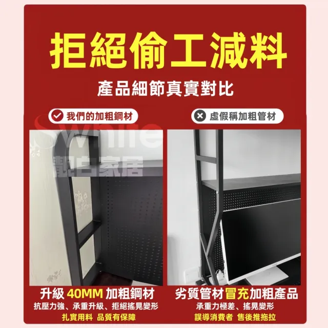 【靚白家居】設計師電腦桌 120公分 大書架款(電競桌 書桌 洞洞板 工作桌 居家辦公 邊桌 餐桌)