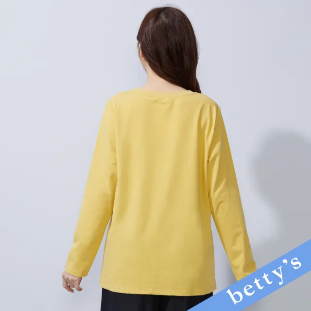 【betty’s 貝蒂思】可愛小熊字母刺繡長袖T-shirt(黃色)