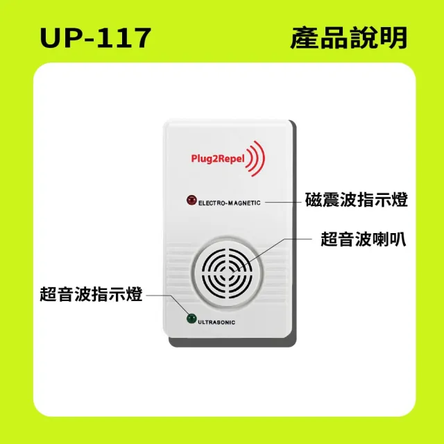 【Digimax】超音波驅鼠器 UP-117  家庭號三入組(適合35坪 多空間多隔間)