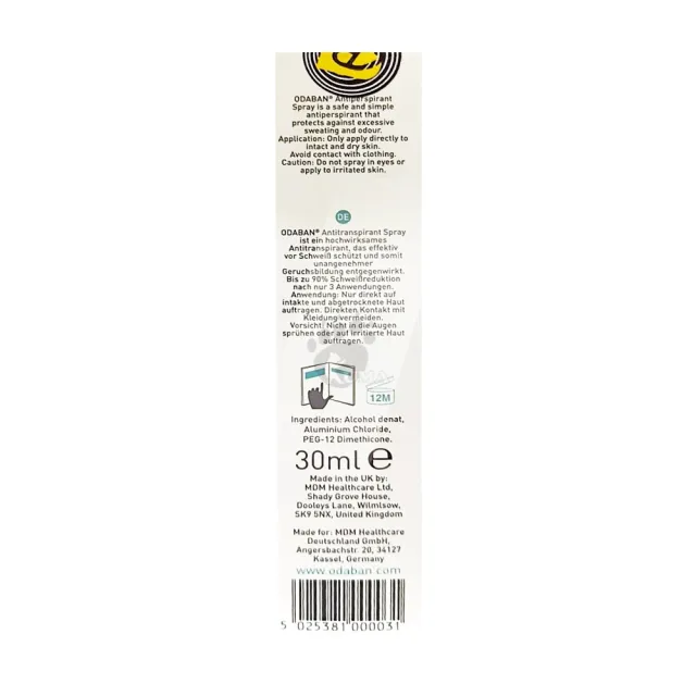 【ODABAN】優得芬 止汗噴霧劑30ml(公司貨 防偽標籤)