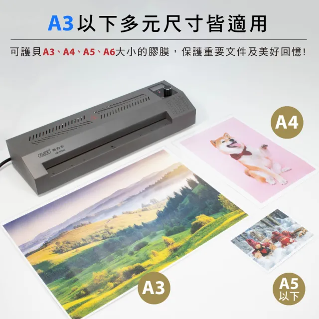 【FILUX 飛力士】A3 高速專業型冷熱雙溫鐵製護貝機 LM-351HC(數位LCD精準溫控  防卡 原廠1年保固)