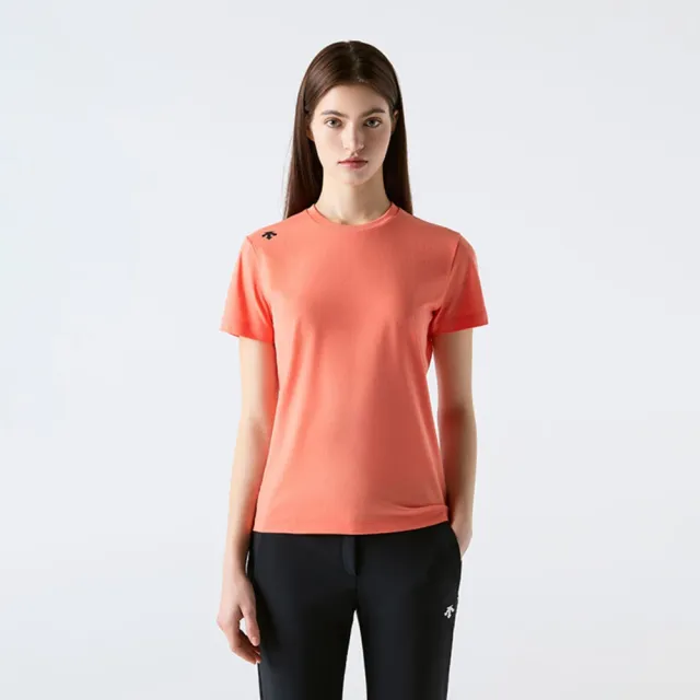 【DESCENTE】短袖上衣 男 女 中性 快排 UNI TOUGH ESSENTIAL SHORT SLEEVE 棉花糖粉 SR123UTS11-CPNK