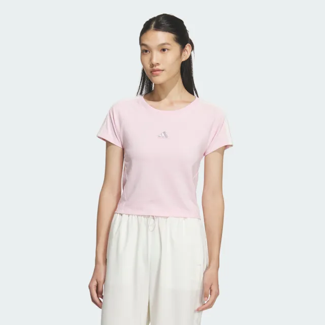 【adidas 愛迪達】運動 休閒 短袖 T恤 女上衣 DCE BABY TEE(KS0277)
