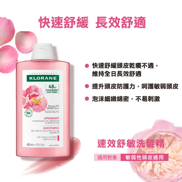 【KLORANE 蔻蘿蘭官方直營】植萃洗髮精400ml(養髮/控油/護色/修護/蓬鬆/涼感/全效/舒敏/抗屑/淨透/保濕)