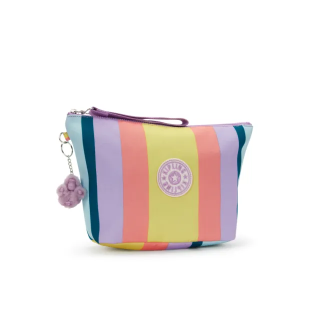 【KIPLING】彩色條紋輕巧化妝包-NAOMI POUCH