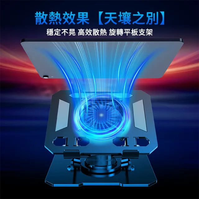 【ELLY】碳素鋼雙渦輪散熱筆電架(360°旋轉/平板折疊支架/靜音大風量/筆電散熱墊/防滑增高架)