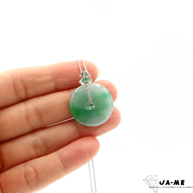 【JA-ME】天然A貨翡翠 冰種飄陽綠平安扣18K金玉墜