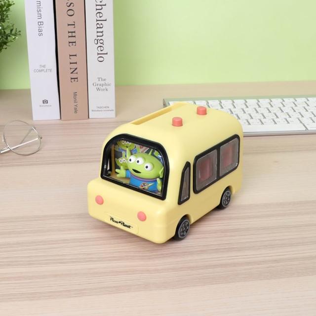 【Norns】萬年曆造型車 Snoopy黃色校車 Peanuts 史努比 蠟筆小新 三眼怪 迪士尼 按壓翻頁桌曆