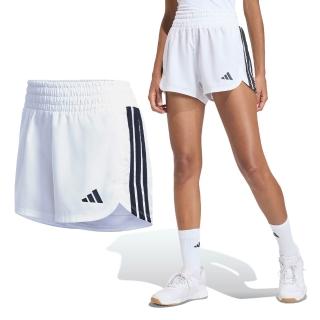 【adidas 愛迪達】Pacer High W 女款 白色 運動 休閒 小開衩 吸濕 排汗 透氣 短褲 KD7324