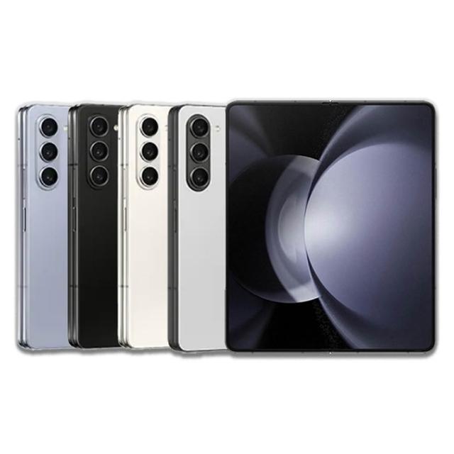 Samsung 三星 Galaxy Z Fold 5 5G 摺疊智慧型手機，屬於 Galaxy Z 系列，搭載高通 800 系列處理器與 12GB RAM + 256GB 儲存空間。7.1 吋 ~ 8 吋大螢幕，支援 5G+5G 雙卡雙待，電池容量 3501~6000mAh 提供長效續航。相機畫素達 500~1000 萬、1001~1500 萬及 3000 萬以上，具備 AI 辨識、NFC、廣角、夜拍、美拍美顏及生活防水功能。2023 年 7~9 月上市全新品，黑色/白色選擇，原廠保固 1 年（依序號與發票查詢），配件含傳輸線/卡針/快速入門指南。