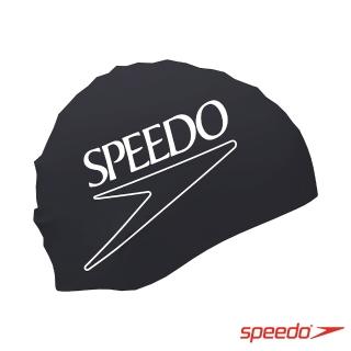 【SPEEDO】成人 矽膠泳帽 Printed Biofuse 黑/白