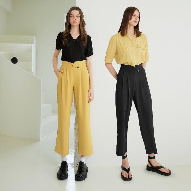 【OUWEY 歐薇】率性休閒造型腰頭微寬直筒長褲(兩色；S-L；3232136505)