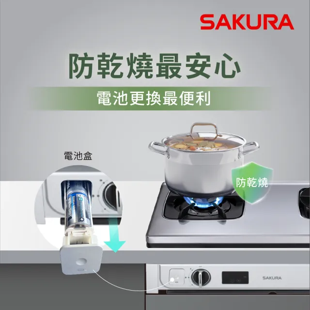 【SAKURA 櫻花】智動關雙炫火安全爐_嵌入爐右乾燒G6920A(火速安裝-官方直營)