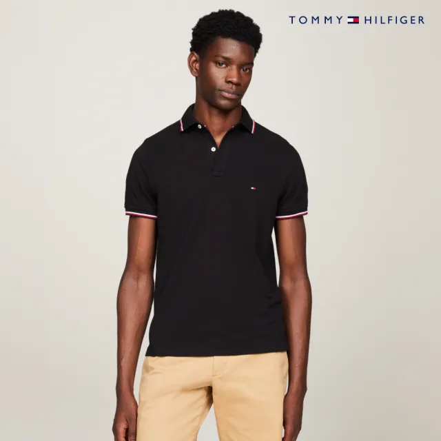 【TOMMY HILFIGER】官方旗艦館 CORE 修身版有機棉 POLO 衫_黑色