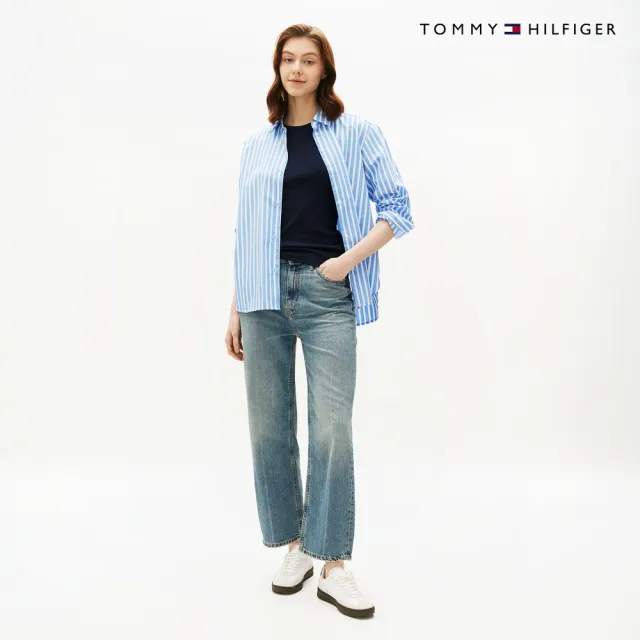 【TOMMY HILFIGER】官方旗艦館旗幟刺繡圓領 T 恤_藍色