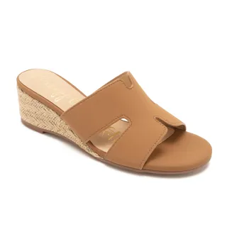 【Pineapple Outfitter】草編度假風楔型H真皮拖鞋PANCE(棕色)