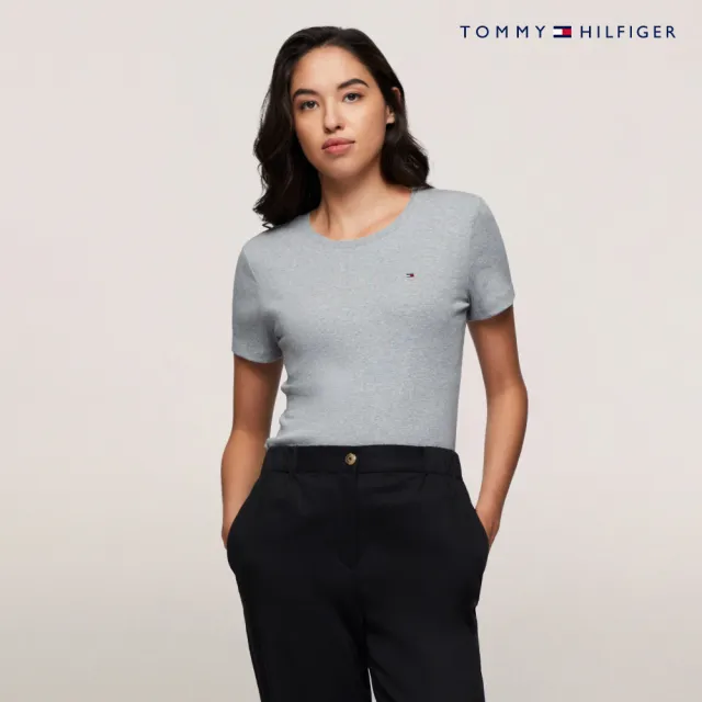 【TOMMY HILFIGER】官方旗艦館 旗幟刺繡圓領 T 恤_灰色