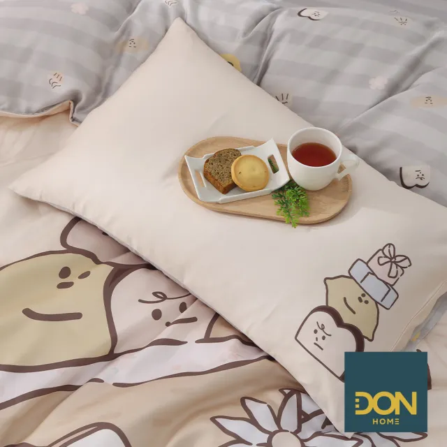 【DON】奶油家族聯名系列-60支抗菌天絲™兩用被床包組-奶油麵包店-雙人