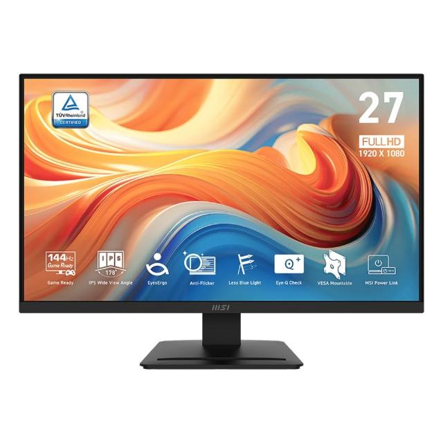 【MSI 微星】PRO MP273L E14 27型 平面美型商用螢幕(FHD/IPS/144Hz/HDMI+D-Sub/Eye Care/HDR Ready)