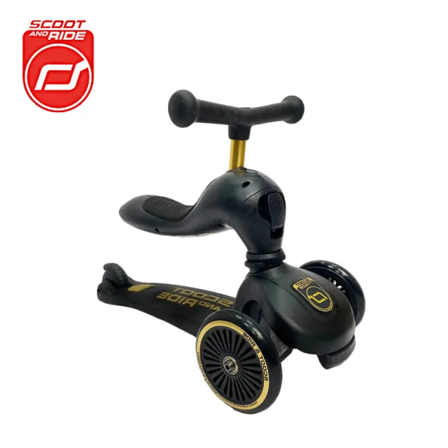 【Scoot&Ride】Kick1 Cool飛滑步車/滑板車-黑金(奧地利滑步車 平衡車 嚕嚕車 學步車)