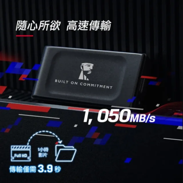 【Kingston 金士頓】快充磁吸線組★XS1000 2TB USB 3.2 Gen 2 外接式 SSD 固態硬碟+PD100W四合一快充線1.5M