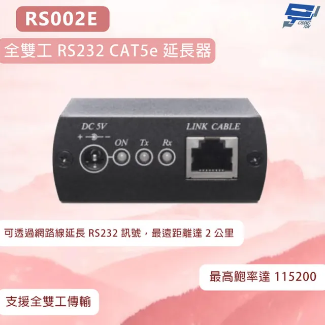 【CHANG YUN 昌運】RS002E 全雙工 RS232 CAT5e 延長器 最高鮑率達 115200 bps