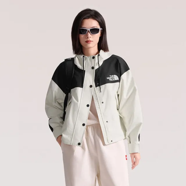 【The North Face】TNF 休閒 運動 DRYVENT防水連帽衝鋒衣 W REIGN ON JACKET - AP 女 米白 (NF0A8FZRROU)