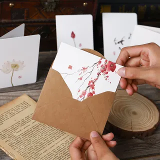 Paper Play 萬用卡片 感恩卡/萬用卡片-中國風水墨彩繪清新卡片 感恩卡 畢業卡(6款任選)